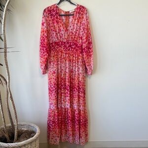Calvin Klein Sz 12 Chiffon Floral Maxi Dress